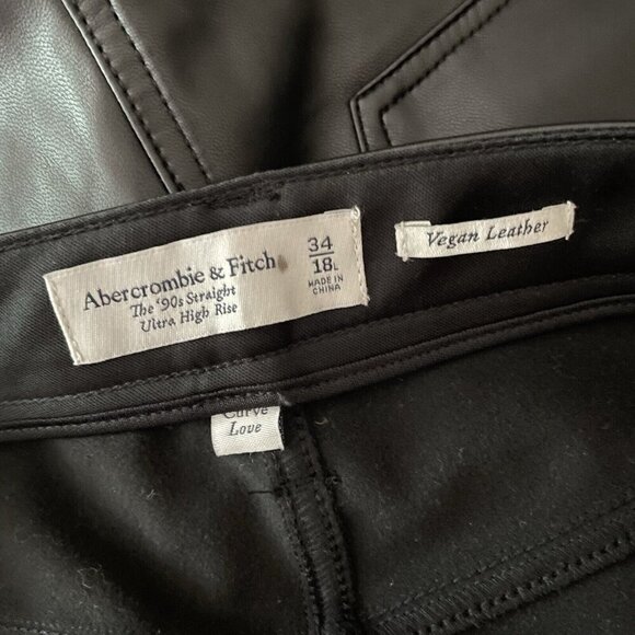 Abercrombie & Fitch 34/18L Vegan Leather Curve Love High Rise 90s Straight Pant - Picture 8 of 10